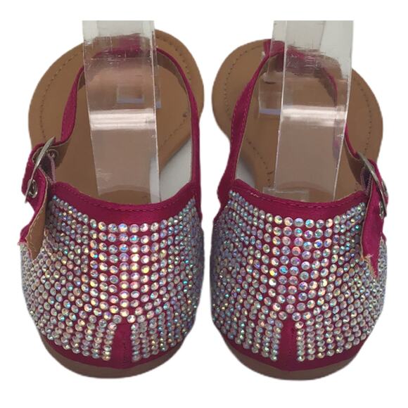 Shi By Journeys Women's 7 Pink T-Strap Gladiator Rhinestone Sandals Glam Bling - Picture 8 of 11